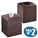 mDesign Square Bamboo Wood Facial Tissue Paper Box Cover Holder for Bathroom Vanity Counter Tops, Bedroom Dressers, Night Stands, Home Office Desks, Tables - 2 Pack - Espresso Brown