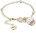 Molly Glitz Sparkle Sweet 14k Gold-Plated Crystal Frosted Cupcake Cluster-Chain Charm Bracelet