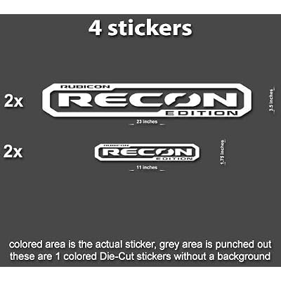 4X Recon Edition Decals Stickers Rubicon for Jeep Wrangler Hood Fender TJ JK CJ YJ JL Style 3 White