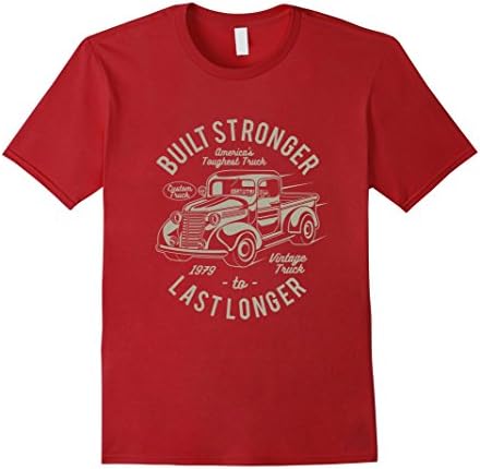 Men's Built Stronger to Last Longer Vintage Pickup T Shirt XL Cranberry