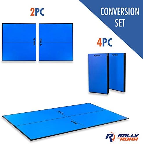 Indoor Table Tennis Conversion Top with Net Set by Rally & Roar – 2 Piece (5/8” Thick) or 4 Piece (1/2” Thick) Set - Quick Set Up, Portable Tops, Space Saving Storage, Regulation Tournament Size
