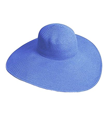 Eforstore Hats Big Beautiful Solid Color Floppy Hat Womens Wide Large Brim Folding Summer Sun Visor Straw Beach Cap