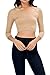 Auliné Collection Womens Trendy Solid Color Basic Scooped Neck and Back Crop Top 3/4 Sleeve Khaki Medium