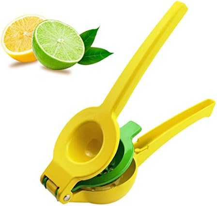 Lemon Squeezer Manual Hand Press Citrus Juicer,Kuxislxm 2 in 1 Premium Quality Heavy Duty Lemon Lime Orange Metal Enameled Aluminum Squeezer Manual Fruit Citrus Juicer For Kitchen Or Bar (Yellow)