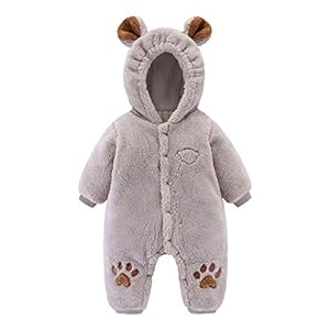 Baby fleece rompertjes voor jongens meisjes, winter met capuchon sneeuwpak warme outfits jumpsuit lange mouwen…