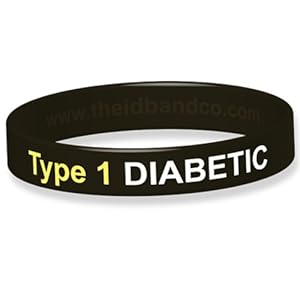 Type 1 Diabetic Silicone Wristband-20.2cm -Black IDBDT1