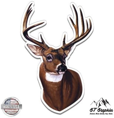 Deer Buck Hunting - 3" Vinyl Sticker - for Car Laptop I-Pad Phone Helmet Hard Hat - Waterproof Decal