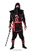 Black Red Ninja Costume Set - Halloween Mens Dragon Assassin Warrior, Large