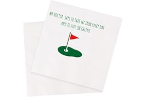 VOWFOO Funny Golf Ball Cocktail Napkins 50Pcs My Doctor Says To Take Iron Every Day Live On Greens Disposable Napkins For Gol