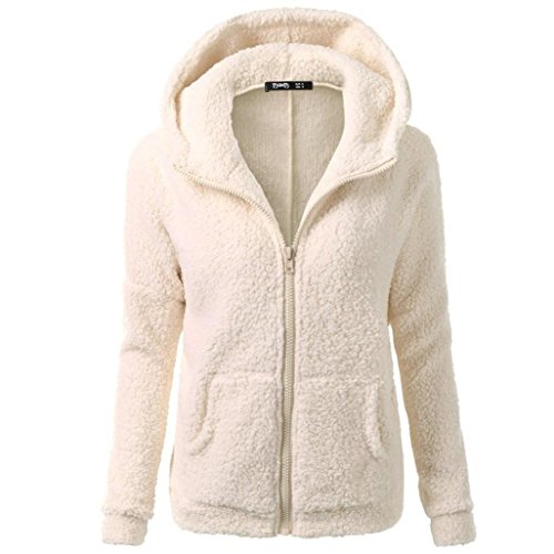 Click Here to See More Images Women Coat, New Hot Sale Women Hooded Sweater Coat Winter Warm Wool Zipper Coat Cotton Coat Outwear by Neartime (Beige, m)