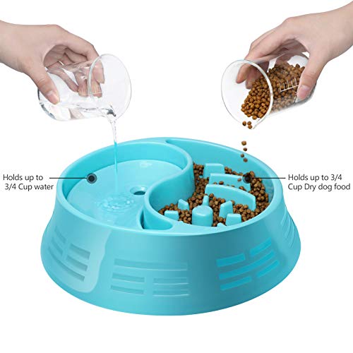 Slow Feeder Dog Bowl with Water Bowl，Dog Bowl Food and Water Bowls for