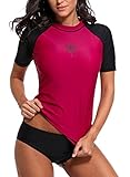 Anwell Womens UV Protection Short Raglan Sleeve Rash Guard UPF50+ Swim Shirt
