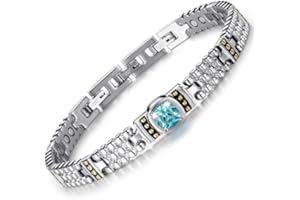 RainSo Women's Bracelet Enique Blue Gemstone Design Magnetic Bracelets for Women Wristband with 3 Smarter Buckle Adjustable with Gift Box