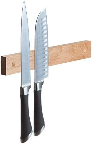 Powerful Magnetic Knife Strip, Solid Wall Mount Wooden Knife Rack, Bar. Unique gift Made in USA (Alder, 12")