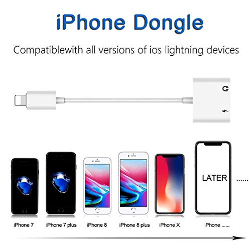 Headphone Adapter 3.5mm Jack Adaptor Charger for iPhone 11/11 Pro for iPhone8/8Plus/7/7Plus/X/10/Xs/Xs Max 2 in 1 Earphone Audio Connector Music Splitter Cable Accessories,All iOS System - Thumbnail 6