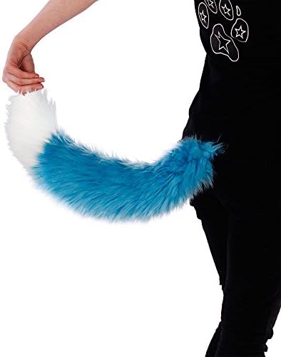 Pawstar Furry Fox Plush Mini Tail Adult Costume Cosplay - Turquoise and White