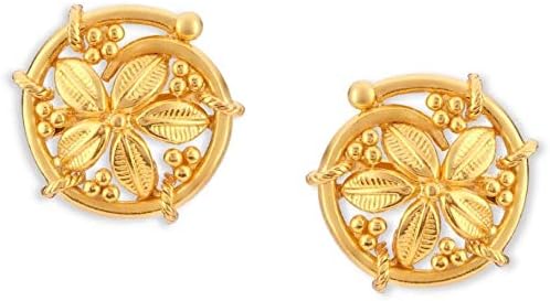 Certified Latest Indian Solid 22K 916 Stamped Fine Gold Round Designer Earrings