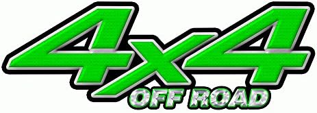 4x4 Off Road Decals (set of 2) ~ Light Green &amp; Black Diamond Plate 4WD Truck Sticker OR4
