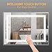 Tangkula LED Bathroom Mirror, Wall-Mounted Makeup Vanity Mirror with Led Light, Illuminated Lightning Bath Hanging Frosted Polished Edge Rectangle Mirror(27.5