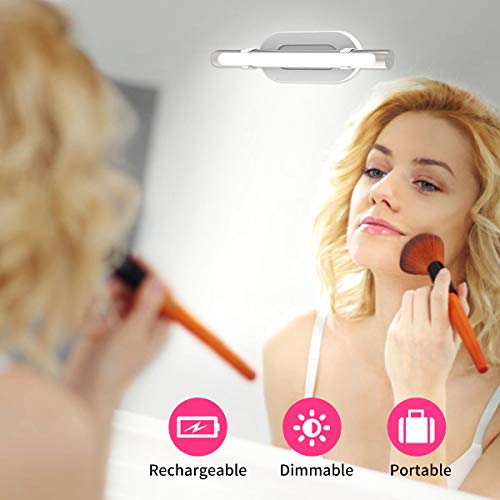 Bason Portable Makeup Light, Rechargeable Vanity Mirror Lights with Brightness Adjustment, Wireless Vanity Lights for Mirror, Simulated Daylight,6500K.