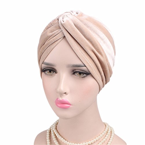 Qhome Luxury Soft Velvet Twist Turban Headwrap Women Knotted Headband Chemo Cap