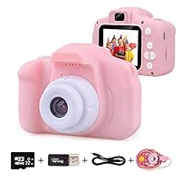 EMISK Kids Digital Camera for Girls Age 3-10, Toddler Cameras Mini Cartoon Rechargeable Video Camera with 2 Inch IPS Screen and 32GB SD Card Child Camcorder Toy Gift for Kid