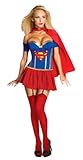 Secret Wishes Womens DC Comics Supergirl Corset Costume, Red/White/Blue, X-Small