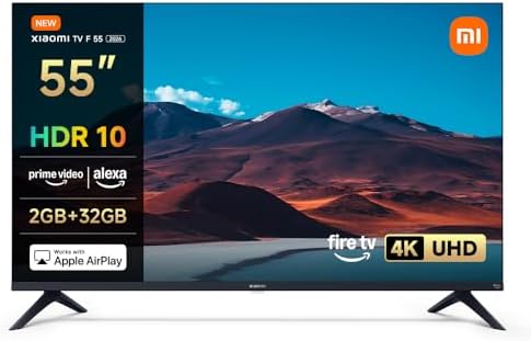 TV F 55, 140 cm (55 Pouces), 4K UHD, Smart TV, Fire OS8, Contrôle Vocal Alexa, HDR10, MEMC, 60Hz avec 120Hz Game Boost Mode, 2Go+32Go, Compatible avec Apple AirPlay