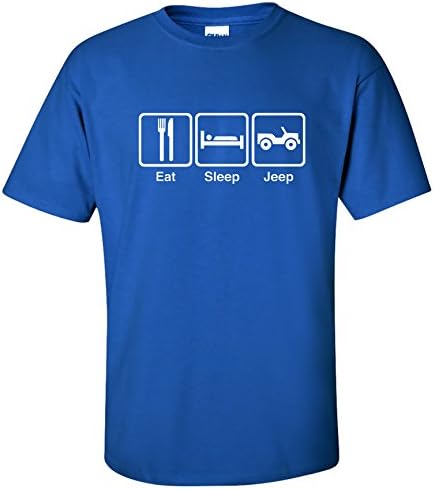 EatSleepTee Men's Eat Sleep Jeep T-Shirt Medium Blue