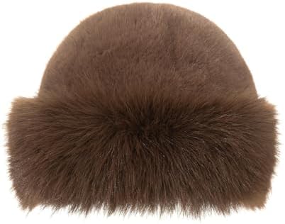 ⚡Women Khaki Faux Fur Trapper Pompoms Warm Classic Ear Flaps Fuzzy Bobble Cap SIQITECHNO Women Faux Fur Trapper Hat with Pompoms Furry Ear  main image 4