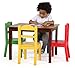 Tot Tutors Kids Wood Table & 4 Chair Set, Red/Blue/Green/Yellow, Espresso/Primary