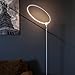 Brightech – Eclipse LED Floor Lamp Single Ring – Ring of Light Brings Sci-Fi Ambiance to Contemporary Spaces – 15 Watts – Dimmable Bright Light - Silver