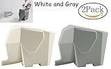 2Pcs cute elephant design plastic kitchen cutlery drainer bathroom cosmetic storage holder box for home kitchen, bathroom, toothbrush, small knife accessories(gray/white)