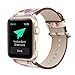 YOSWAN Flower Design Strap for iWatch,38mm 42mm Floral Pattern Printed Leather Wrist Band Apple Watch Link Bracelet for Apple Watch Smartwatch Fitness Tracker Series 3 2 1 Version (White+ Pink, 42mm)