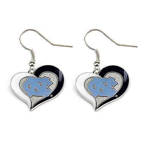 NCAA North Carolina Tar Heels Swirl Heart Earrings