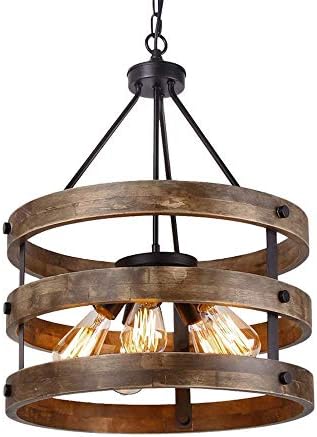 DIAODENT Vintage retro pendant light kids room ceiling light Loft lamp Bedroom hanging lamp Decoration lighting Wooden living room hanging light Antique dining room kitchen Adjustable Ø45* H58 cm