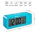 Alarm Clock, Time Date Temperature Display , Snooze, 3 Groups Alarm Time, Weekday Alarm Settings, Built-in Rechargeable Lithium Battery Operated (Blue)