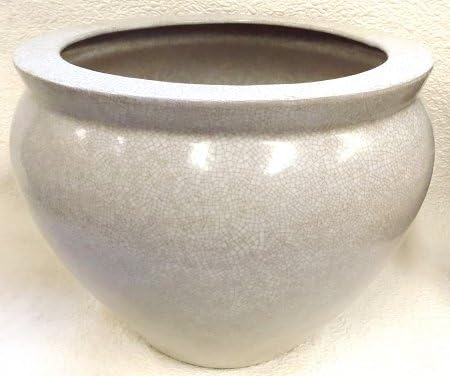 Cream Crackled Porcelain Fish Bowl 14"