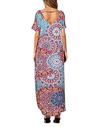 Vestido de verano para mujer, con bolsillos sueltos, de manga corta, con abertura en la parte superior, talla grande