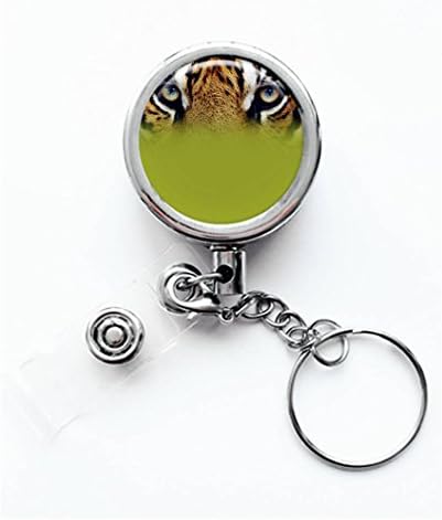 Luiy - Crouching Tiger's Eyes - Retractable ID Card Badge &amp; Key Reel, Custom Name Tag Badge Holder, Belt Clip, Metal
