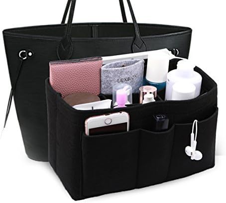 Danslove Felt Insert Fabric Purse Organizer Bag, Bag Insert In Bag with Zipper Inner Pocket Black S