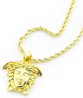 14K Gold plated Medusa Hip Hop Pendant with 24 inch of Chain