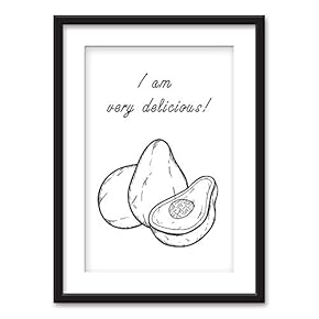 Framed Wall Art - Avocados - Kitchen Wall Decoration | Black Picture Frames with White Matting - 23x31 inches