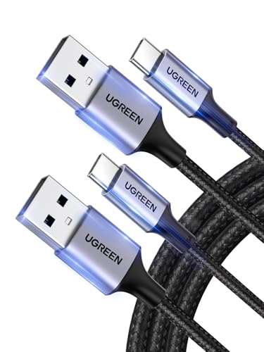 UGREEN Type C Cable (2Pack 3M) USB C Cable Nylon Braided Fast Charging USB Cord Charger Wire for Samsung Galaxy S25,iPhone17-15 series, Xiaomi, iPad Pro 2022, MacBook Pro, Nintendo Switch, Huawei, PS5