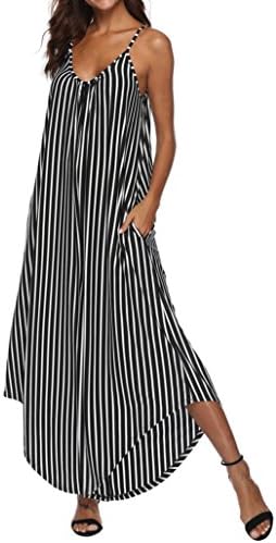 Black Striped Harem Culotte Jumpsuit Shorts for Women Ladies๏ผLolittas Smart Maxi Long Wide Leg Sleeveless Bandeau Strappy V-Neck One Piece Casual Trouser