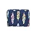 N. Gil Large Travel Cosmetic Pouch Bag (Feather Navy Blue)