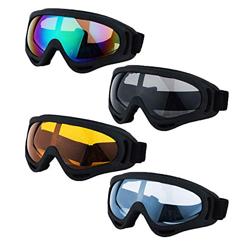 LJDJ Ski Goggles, Pack of 4 - Snowboard Adjustable UV 400 Protective Motorcycle Goggles Outdoor Sports Tactical Glasses Dust-Proof Combat Military Sunglasses for Kids, Boys, Girls, Youth, Men, Women - Thumbnail 7