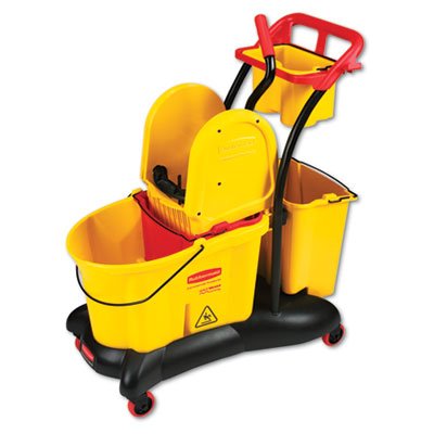 RubbermaidÂ® Commercial WaveBrake Mopping Trolley Down-Press Bucket/Wringer Combo, 8.75 gal, Yellow