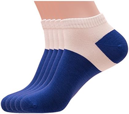 PEARL CARE Men's Pearl Fiber Antibacterial, Natural Anti-Odor, Breathable Low Cut Socks (Pack of 5) Blue Toe