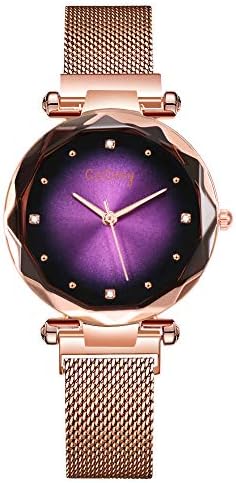 STRUGGGE Women Watch - Fashion Simulated Diamond Cutting Round Dial Mesh Straps Bracelet Wristwatch